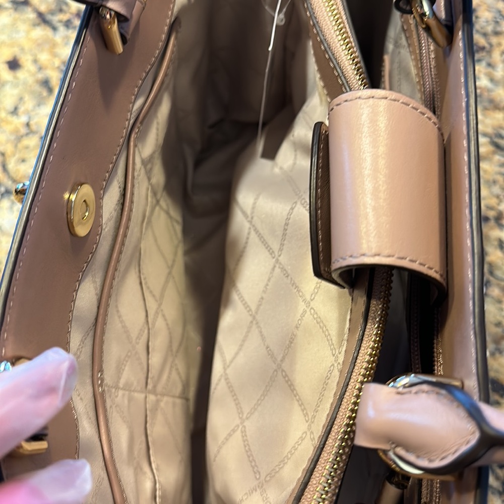 Michael Kors ❤️ Gramercy Large Satchel Handbag - Brown/soft pink/fawn NWT - Picture 7 of 12
